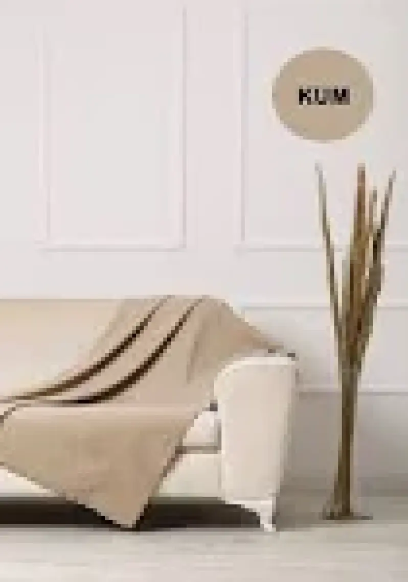 Velerde Home Standart Boy | Kolları kapamaz | Şönil Çift Taraflı Kaymaz Koltuk Örtüsü | Çekyat Örtüsü | Koltuk Şalı | Renk : Kum