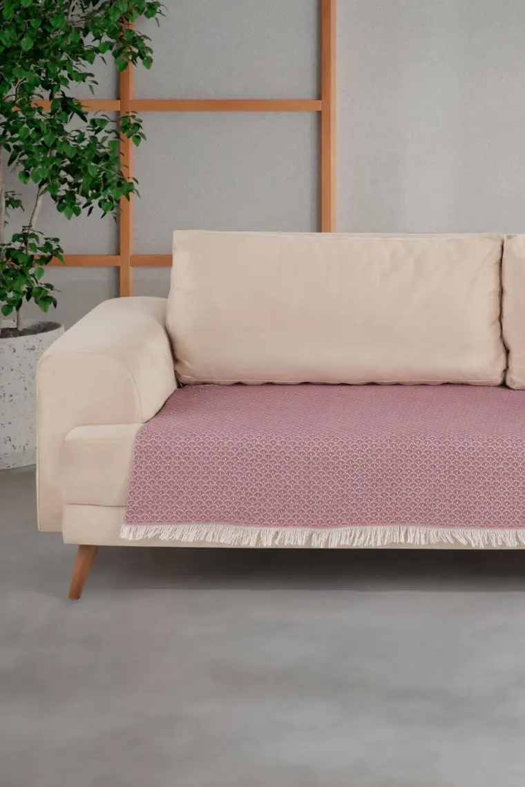 Znp Home Halfy | Koltuk Örtüsü 100X210 cm | Natural Pamuklu Koltuk Şalı | Çekyat Örtüsü