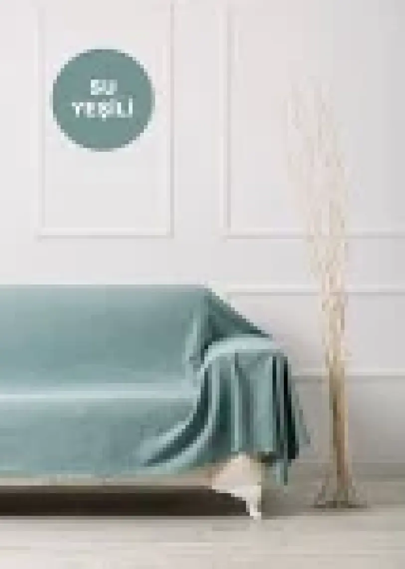 Velerde Home Battal Boy | Kollarınıda kapatan | Şönil Çift Taraflı Kaymaz Koltuk Örtüsü | Çekyat Örtüsü | Koltuk Şalı | Renk : Su Yeşili