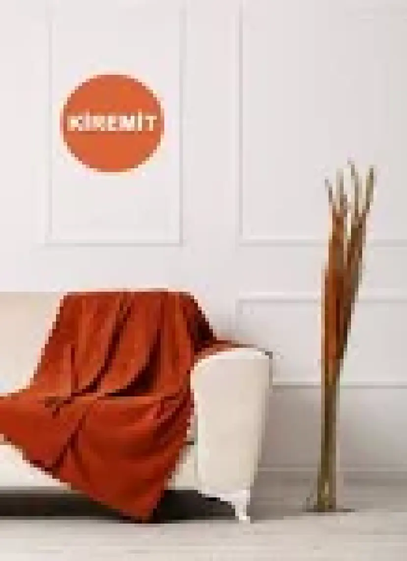 Velerde Home Standart Boy | Kolları kapamaz | Şönil Çift Taraflı Kaymaz Koltuk Örtüsü | Çekyat Örtüsü | Koltuk Şalı | Renk : Kiremit