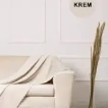 Velerde Home Standart Boy | Kolları kapamaz | Şönil Çift Taraflı Kaymaz Koltuk Örtüsü | Çekyat Örtüsü | Koltuk Şalı | Renk : Krem