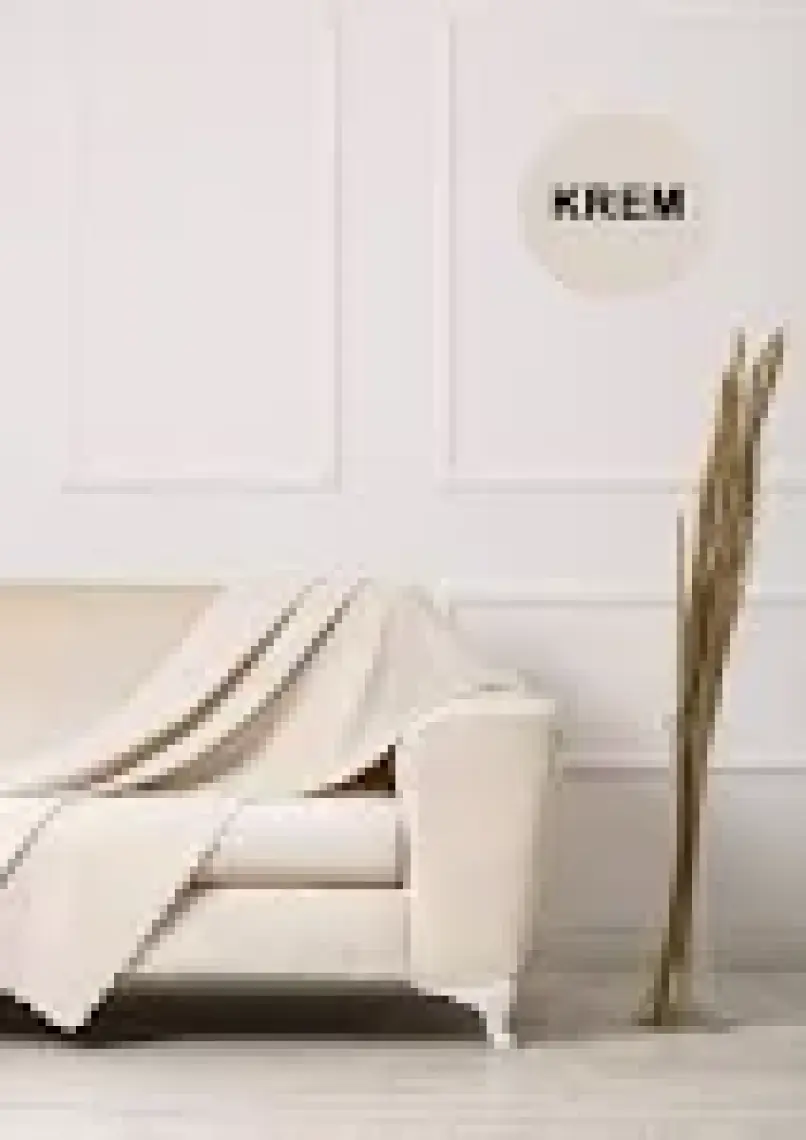 Velerde Home Standart Boy | Kolları kapamaz | Şönil Çift Taraflı Kaymaz Koltuk Örtüsü | Çekyat Örtüsü | Koltuk Şalı | Renk : Krem