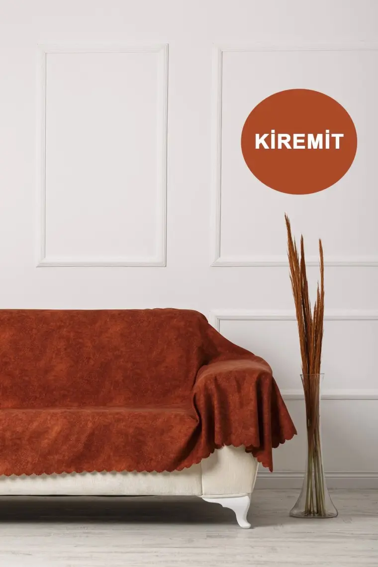 Velerde Home vessel Kiremit Battal Boy Kollarınıda Kapatan Çift Taraflı Çekyat Koltuk Örtüsü Şalı