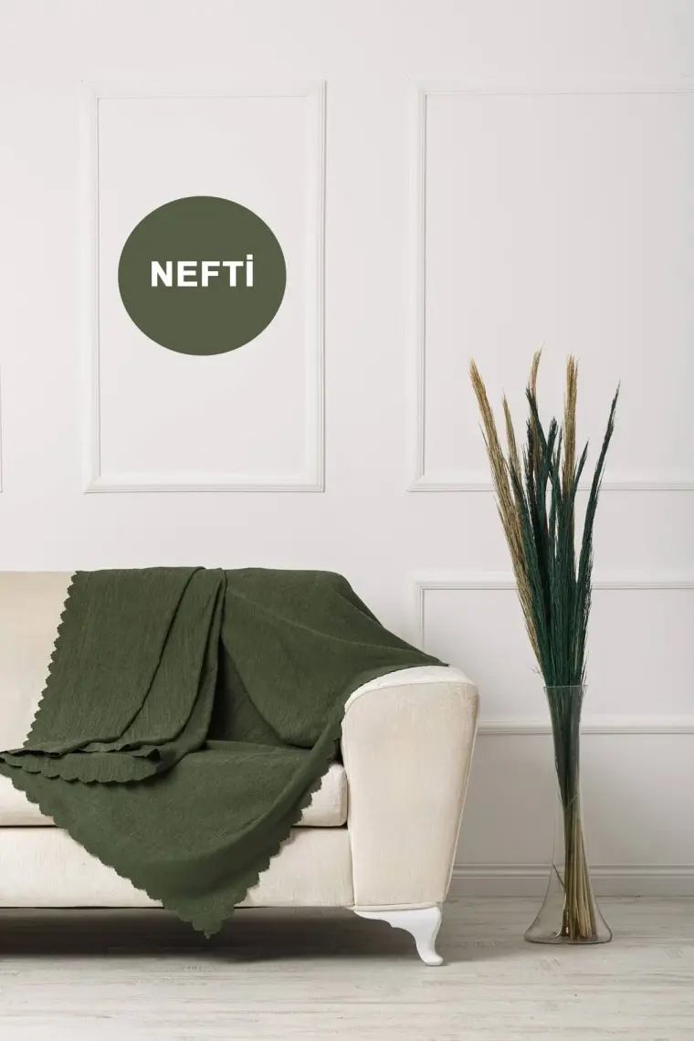 Velerde Home Standart Boy | Kolları kapamaz | Şönil Çift Taraflı Kaymaz Koltuk Örtüsü | Çekyat Örtüsü | Koltuk Şalı | Renk : Nefti