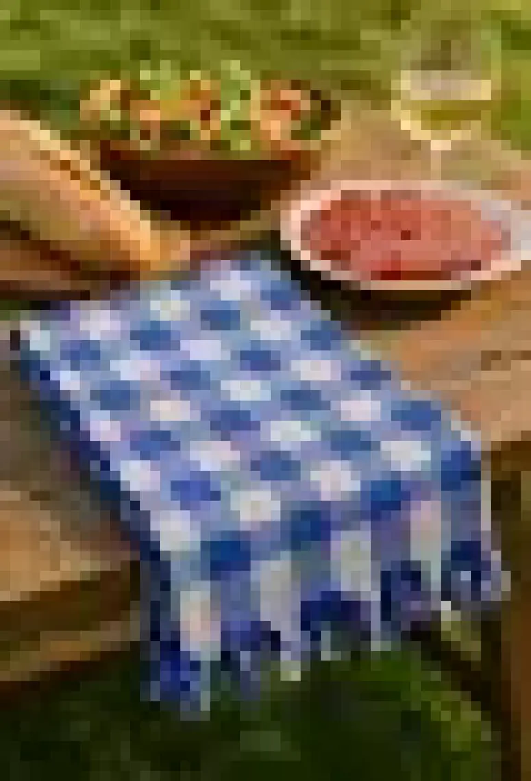 Mira Home 150X150 cm Kareli Yer Sofra Bezi Piknik Masa Örtüsü Saçaklı