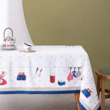 Madame Coco Asonne Masa Örtüsü - 150X250 cm - Beyaz/lacivert
