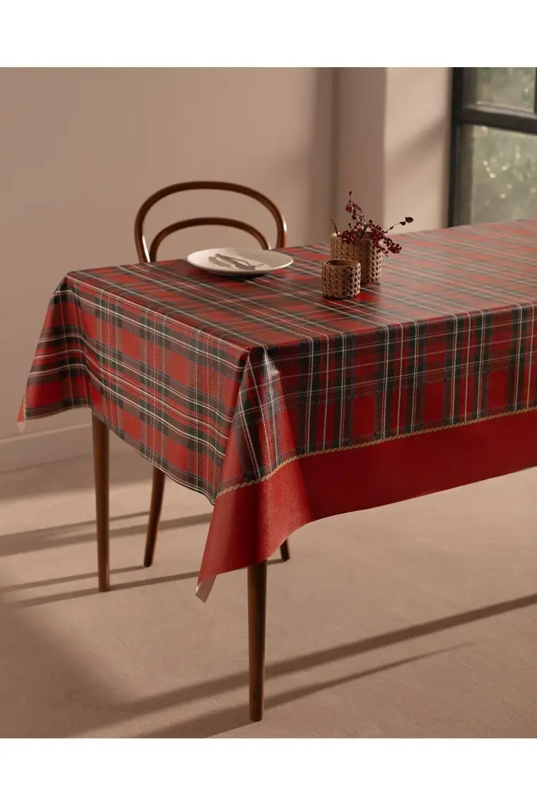 Madame Coco Andray Pvc Masa Örtüsü - Kırmızı - 140X140 cm