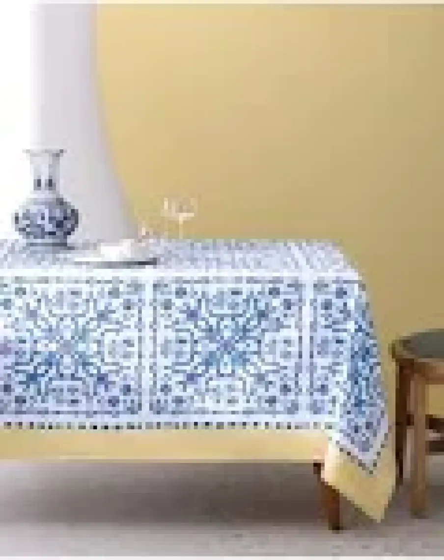 Madame Coco Ligny Masa Örtüsü - 150X200 cm - Mavi/bej