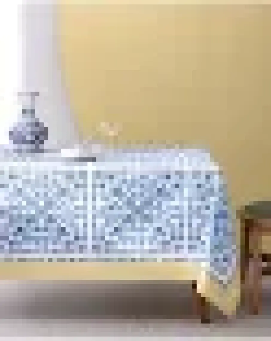 Madame Coco Ligny Masa Örtüsü - 150X200 cm - Mavi/bej