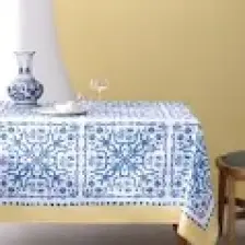 Madame Coco Ligny Masa Örtüsü - 150X200 cm - Mavi/bej