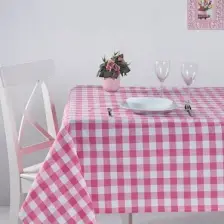 Denizli Concept Kareli Masa Örtüsü Pembe