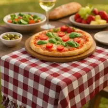 Sanatella 150 x 150 cm Kareli Yer Sofra Bezi Piknik Masa Örtüsü Saçaklı