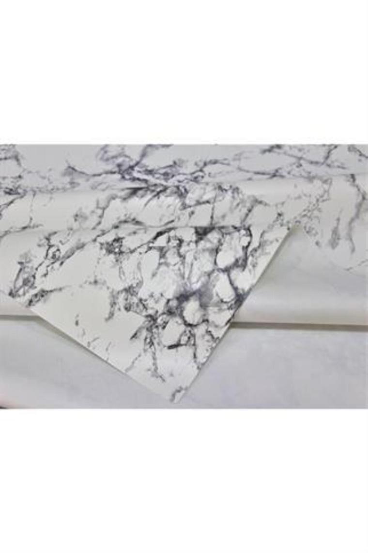 Elyaf Astarlı Silinebilir Pvc Muşamba Masa Örtüsü Gri Mermer - 1068-1GR