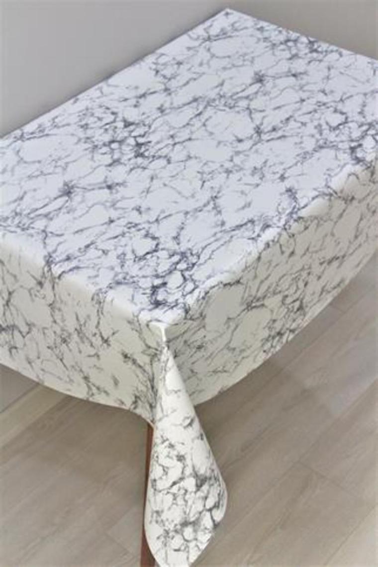 Elyaf Astarlı Silinebilir Pvc Muşamba Masa Örtüsü Gri Mermer - 1068-1GR