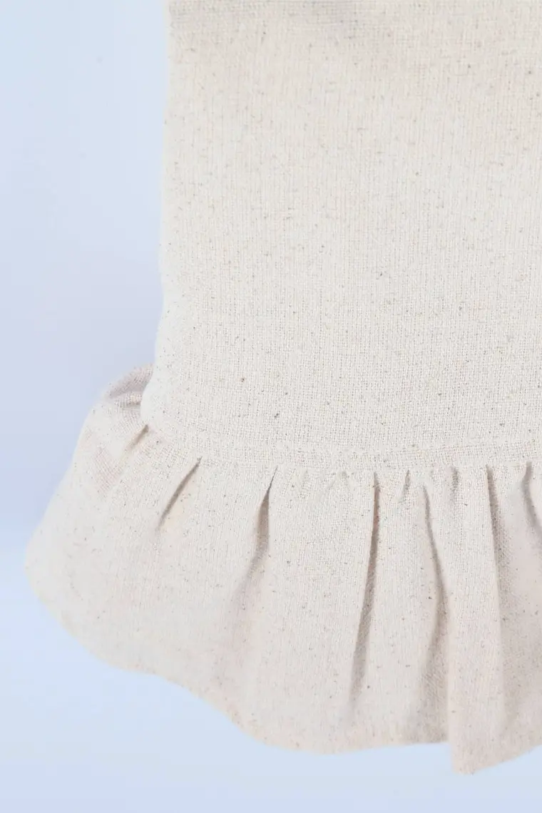Cotton Maison Naturel Fırfırlı Masa Örtüsü Vintage 130 cm Yuvarlak