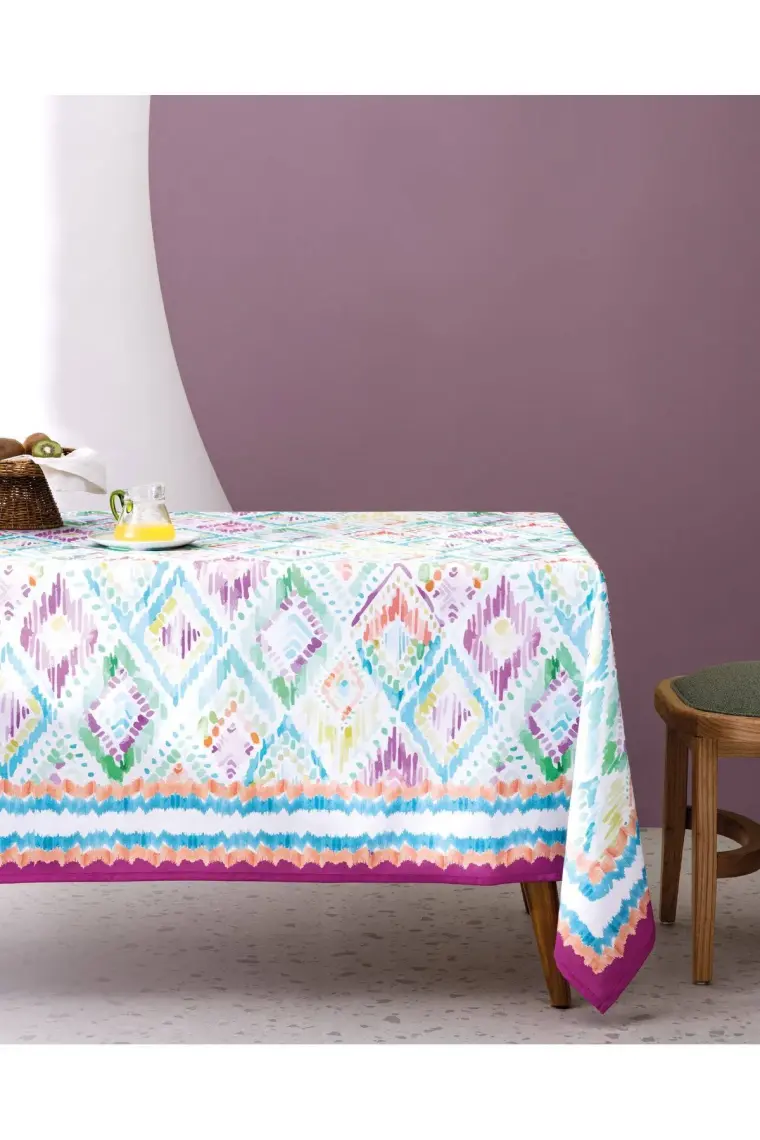 Madame Coco Nivelle Masa Örtüsü - 150X250 cm - Mor/mavi