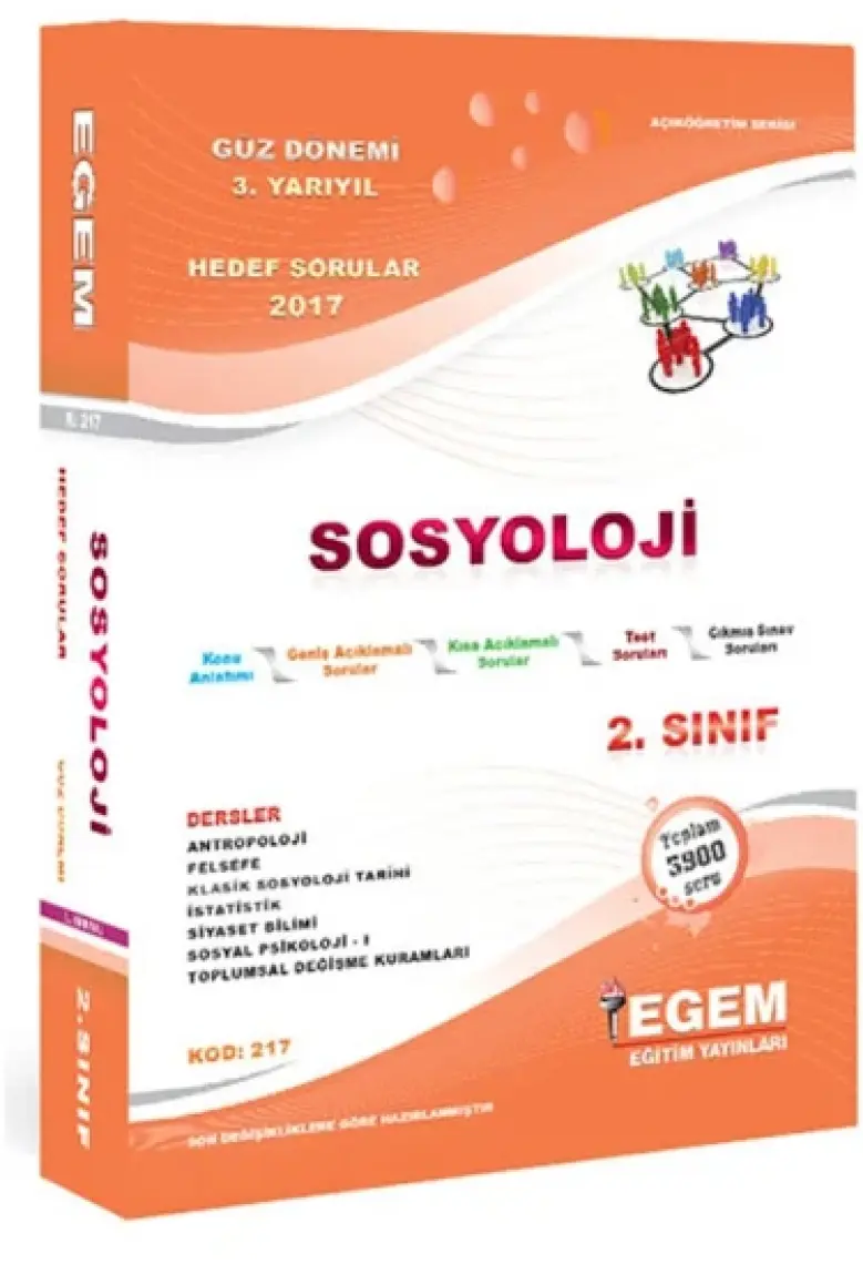 Egem Eğitim Yayınları AÖF 2. Sınıf Sosyoloji Konu Anlatımlı Soru Bankası-Güz Dönemi(3. Yarıyıl)