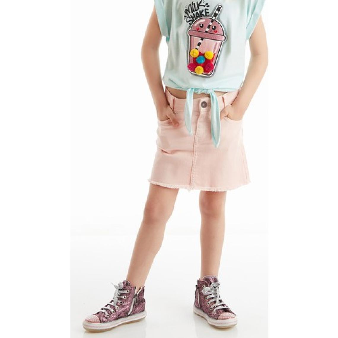 Denokids Pembe Denim Mini Kız Çocuk Etek