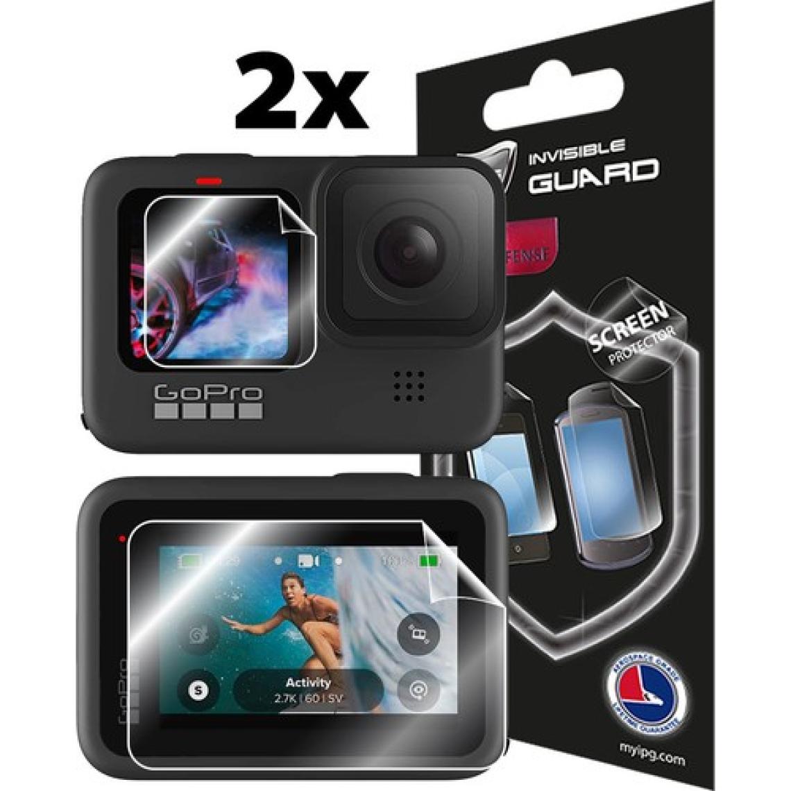 IPG Gopro Hero 10 - Hero 9 Black Aksiyon Kamera Ekran Koruyucusu (2 Adet Ön-1 Adet Arka)