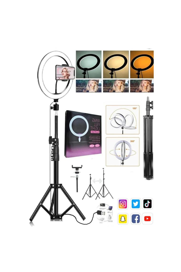 Vooka Lipon Ring Fill Light LED Işıklı Tripod 10 Inç Halka Youtuber Tiktok Makyaj Işığı Ayaklı 10 Inç