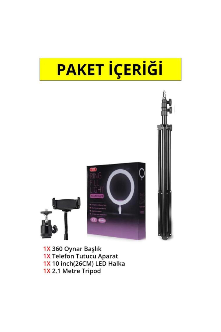 Vooka Lipon Ring Fill Light LED Işıklı Tripod 10 Inç Halka Youtuber Tiktok Makyaj Işığı Ayaklı 10 Inç