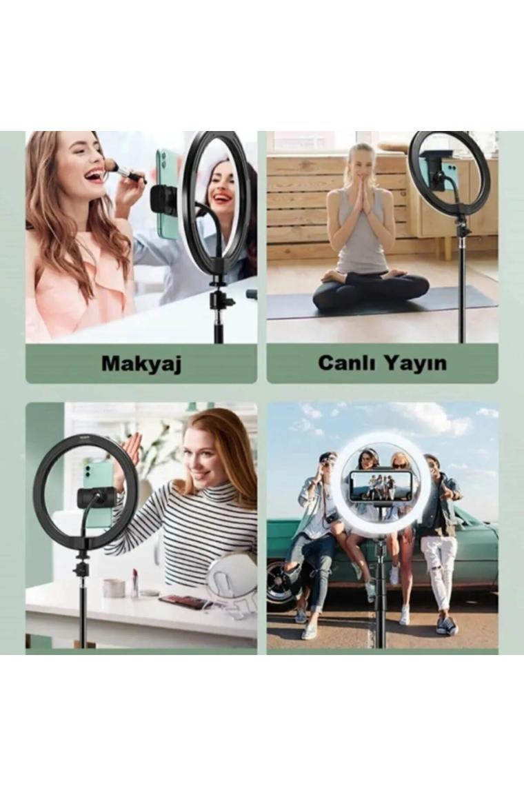 Vooka Lipon Ring Fill Light LED Işıklı Tripod 10 Inç Halka Youtuber Tiktok Makyaj Işığı Ayaklı 10 Inç