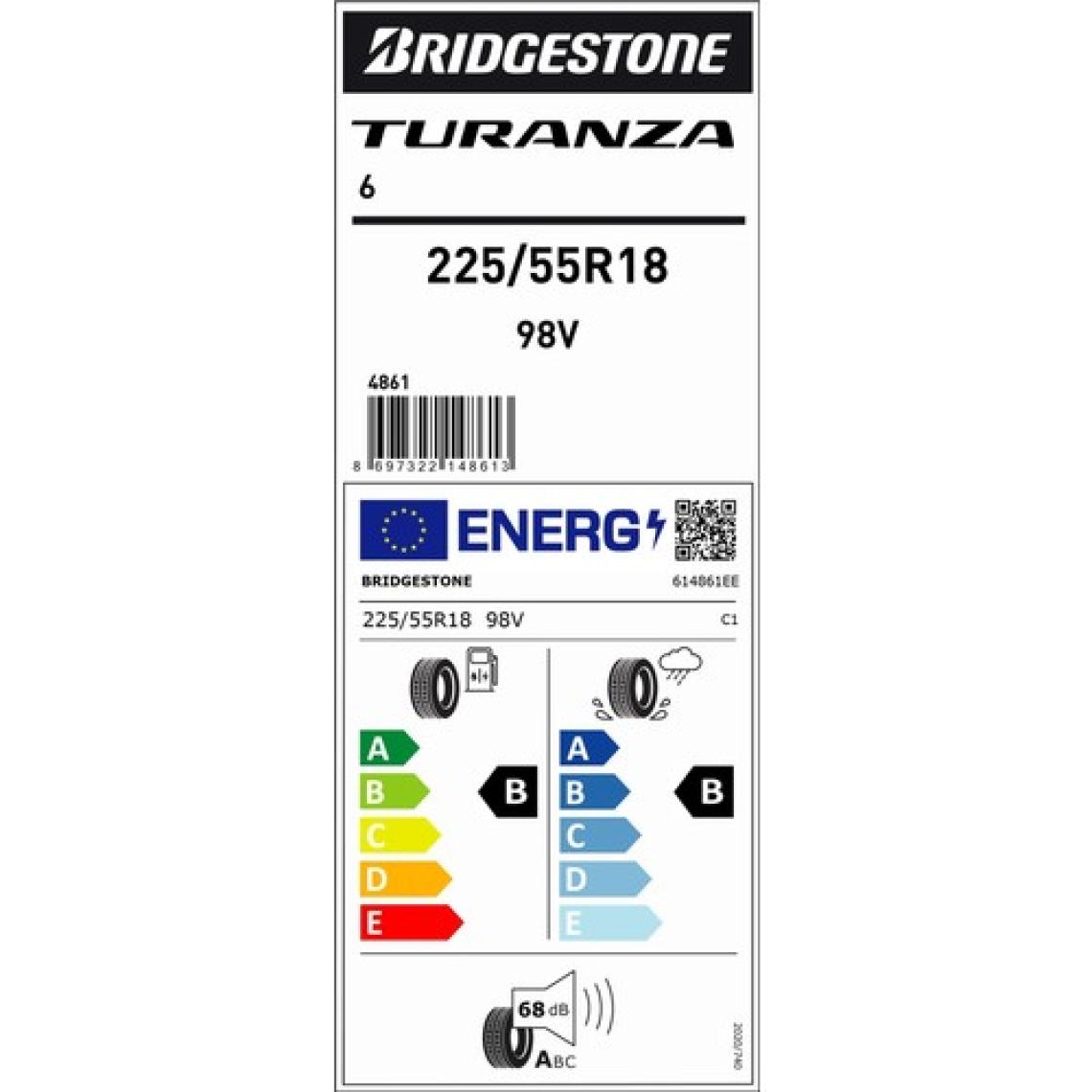 Bridgestone 225/55 R18 98V Turanza 6 Yaz Lastiği (Üretim Yılı: 2024)