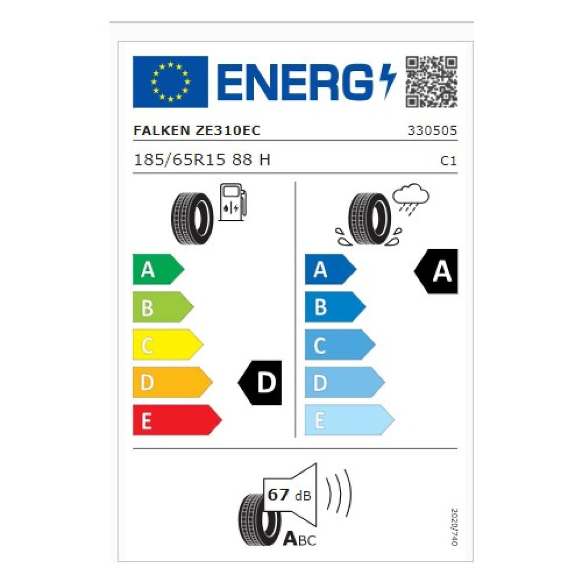 Falken 185/65 R15 Tl 88H Ziex Ze310 Ecorun Yaz Lastiği (Üretim Yılı: 2024)