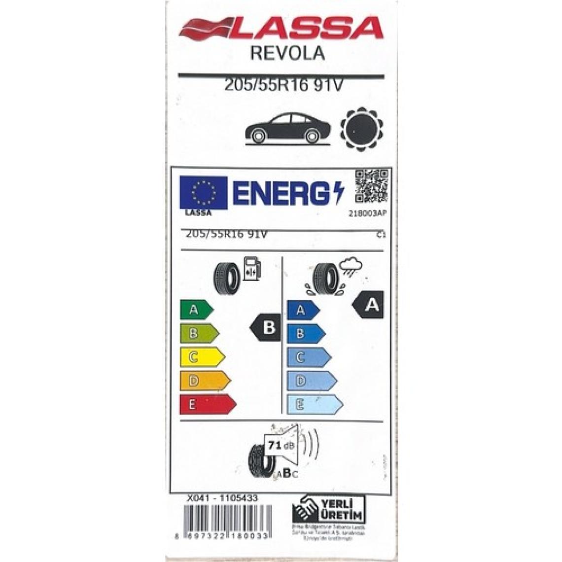 Lassa 205/55 R16 91V Revola Oto Yaz Lastiği ( Üretim Yılı: 2024 )