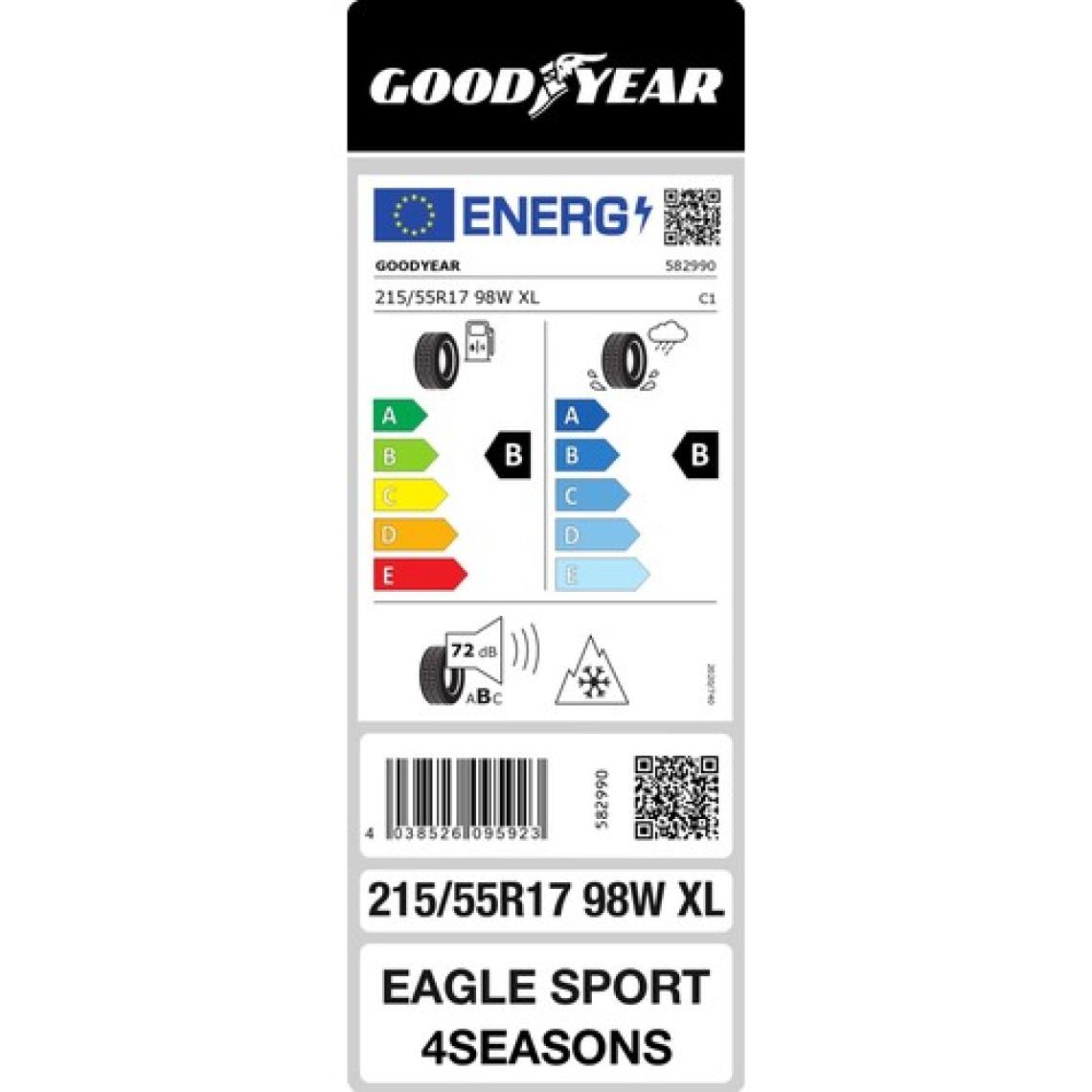 Goodyear 215/55 R17 98W XL Eagle Sport Oto 4 Mevsim Lastiği ( Üretim Yılı: 2022 )