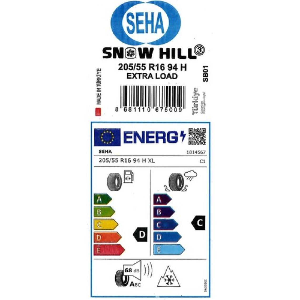 Seha 205/55 R16 94T SB01 Talas Oto Kış Lastiği (Üretim Yılı: 2024)