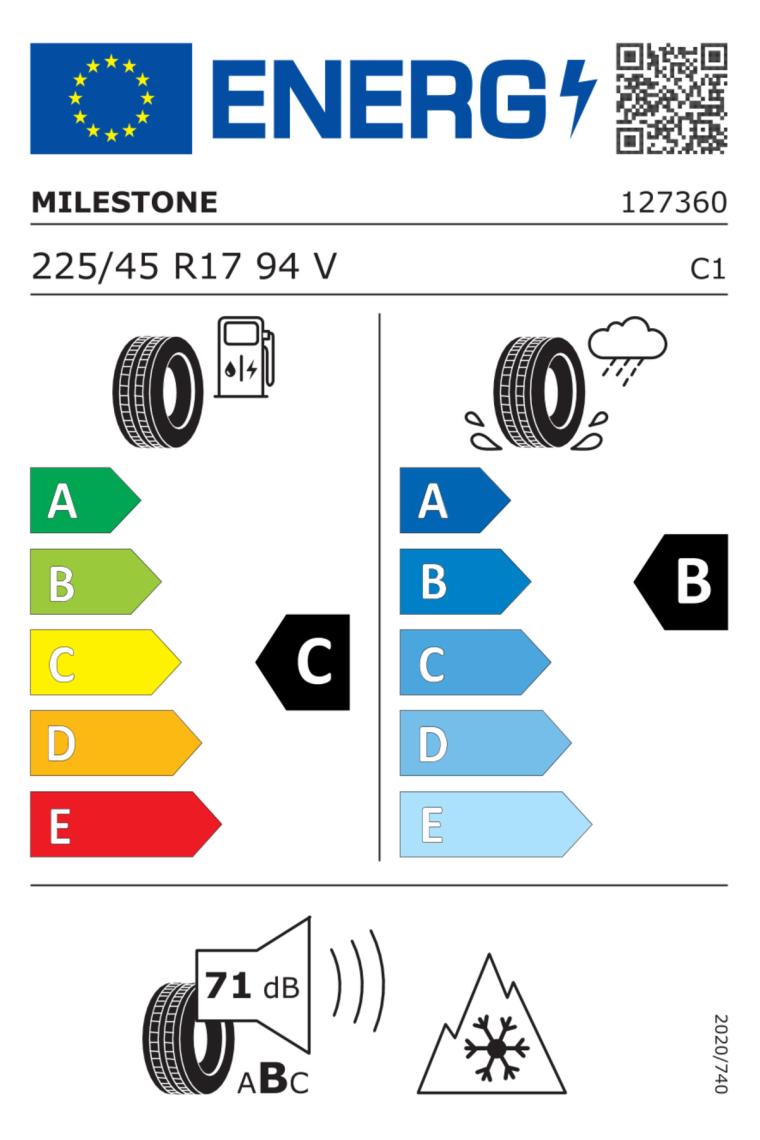 Milestone 225/45 R17 94V Xl Carmile Winter Oto Kış Lastiği ( Üretim Yılı: 2024 )