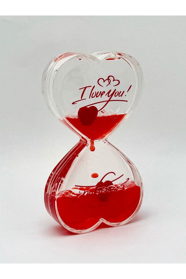 Ceyden Store İ Love You Kalpli Kum Saati Dekoratif Hediyelik Romantik Hediye