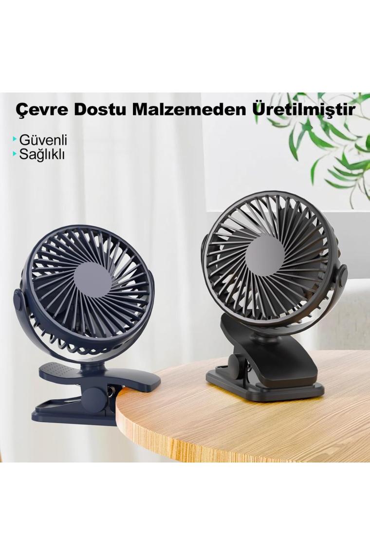 Masaüstü Şarjlı Klipsli Portatif Fan