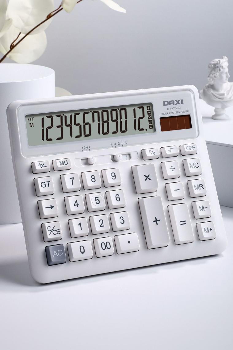 DX-7500 BÜYÜK BOY 12 HANELİ HESAP MAKİNESİ, MEKANİK TUŞ TAKIMI