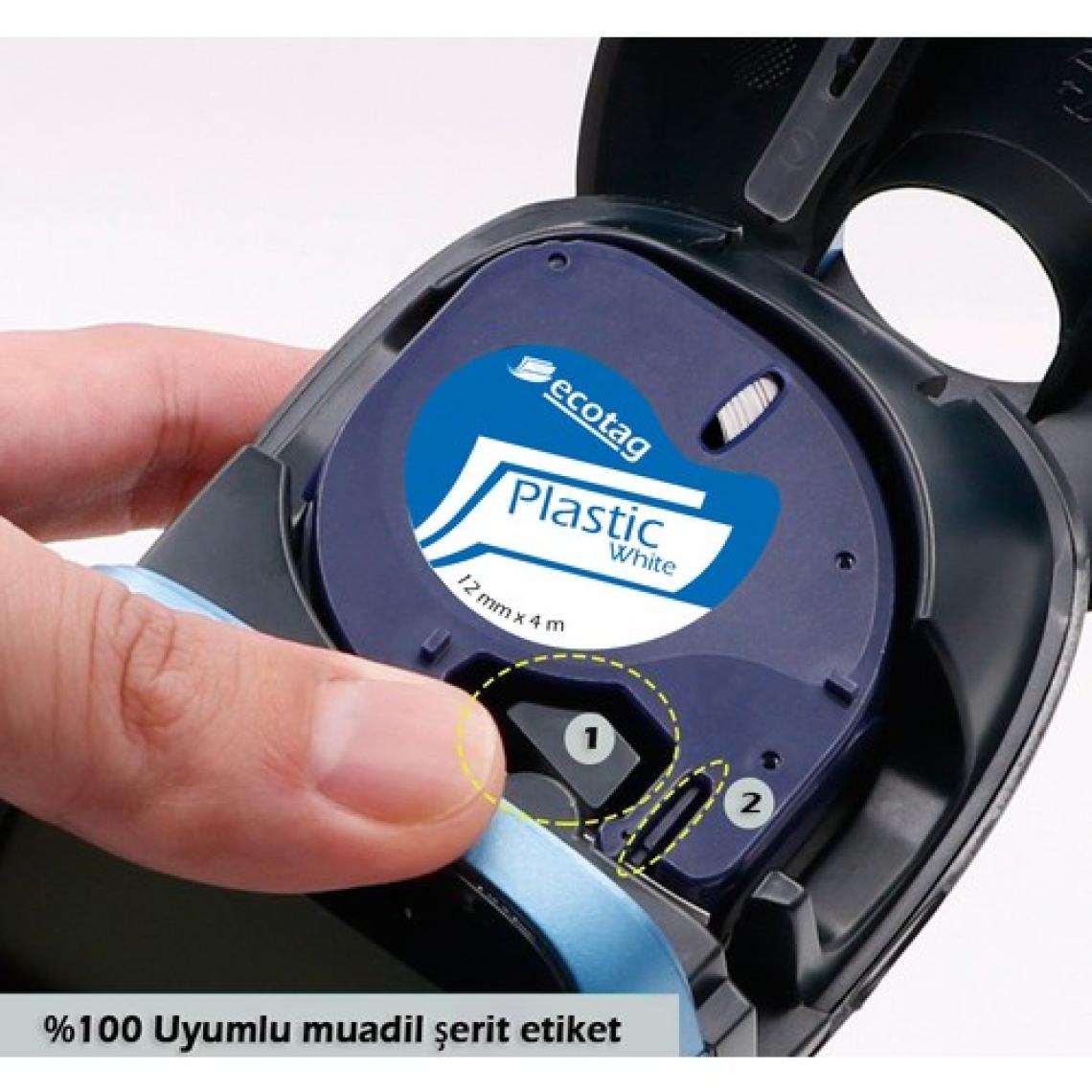 Dymo Letratag Etiket Yazıcı ve Ecotag Muadil Plastik Yedek Şerit Etiket 10 Lu Paket