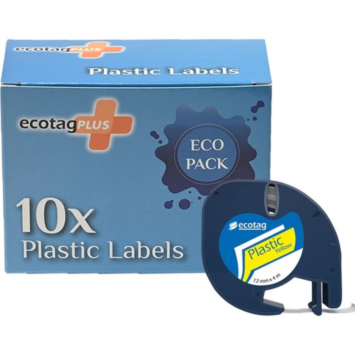 Dymo Letratag Etiket Yazıcı ve Ecotag Muadil Plastik Yedek Şerit Etiket 10'lu