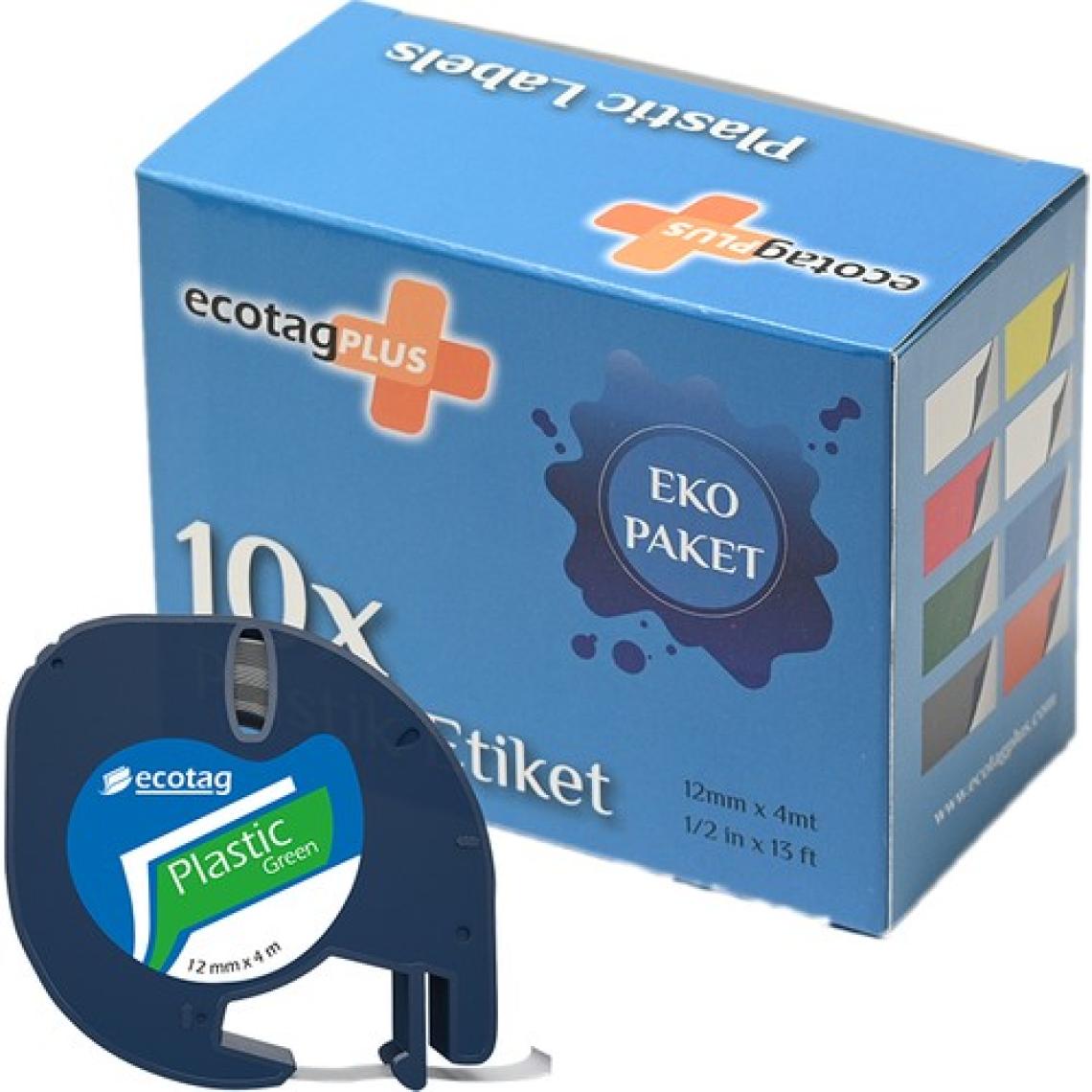 Dymo Letratag Etiket Yazıcı ve Ecotag Muadil Plastik Yedek Şerit Etiket 10'lu