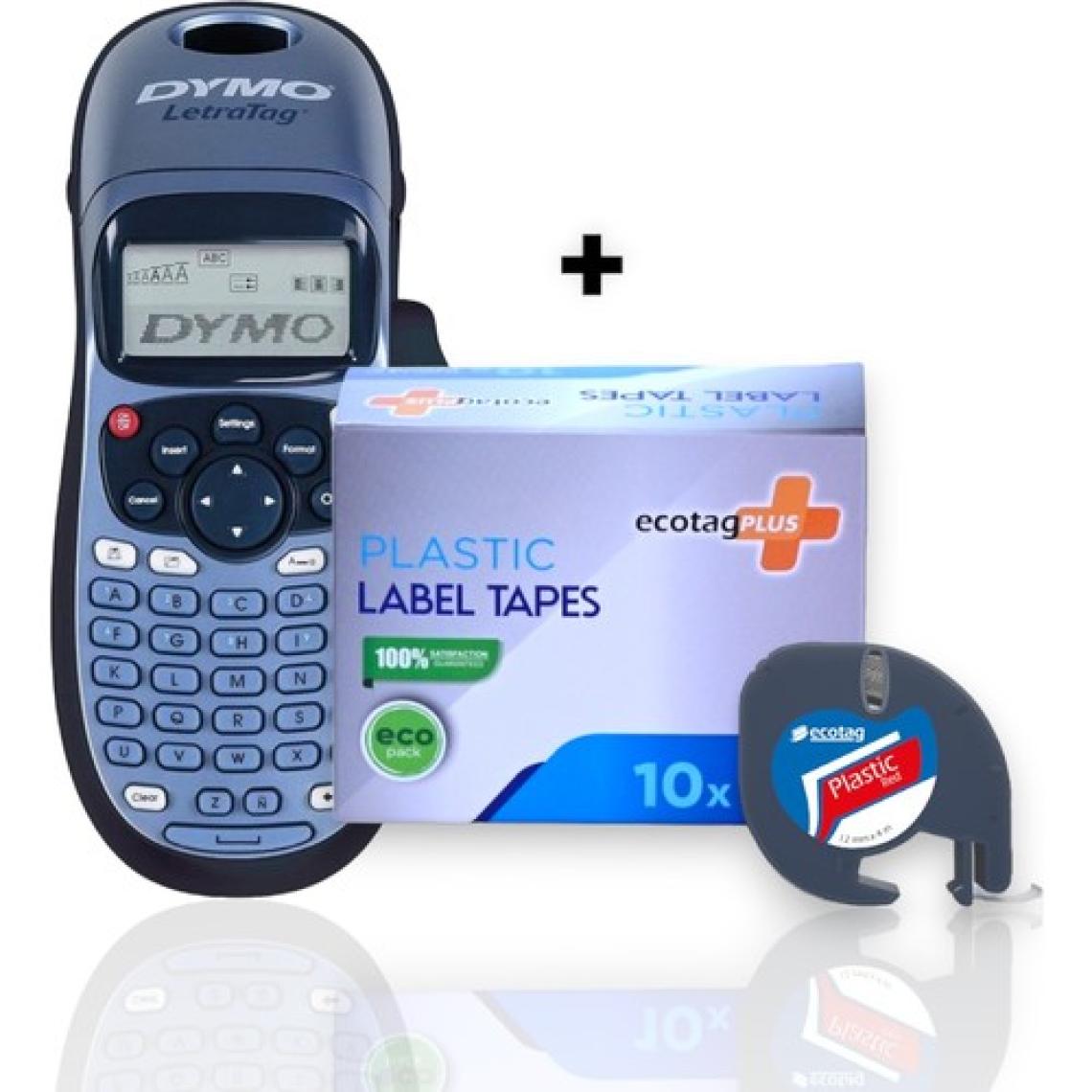 Dymo Letratag Etiket Yazıcı ve Ecotag Muadil Plastik Yedek Şerit Etiket 10'lu