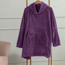 Wellsoft Kapşonlu Giyilebilir Tv Battaniyesi Unisex Over Size - Mor