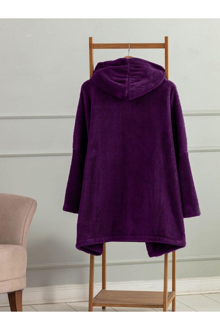 Wellsoft Kapşonlu Giyilebilir Tv Battaniyesi Unisex Over Size - Mor