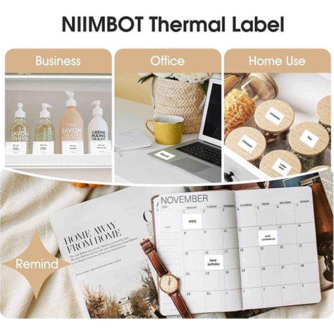 Niimbot 50X30MM Beyaz Etiket B21/B1/B3S Için 230 Adet Yırtılmaz, Sudan ve Yağdan Etkilenmez