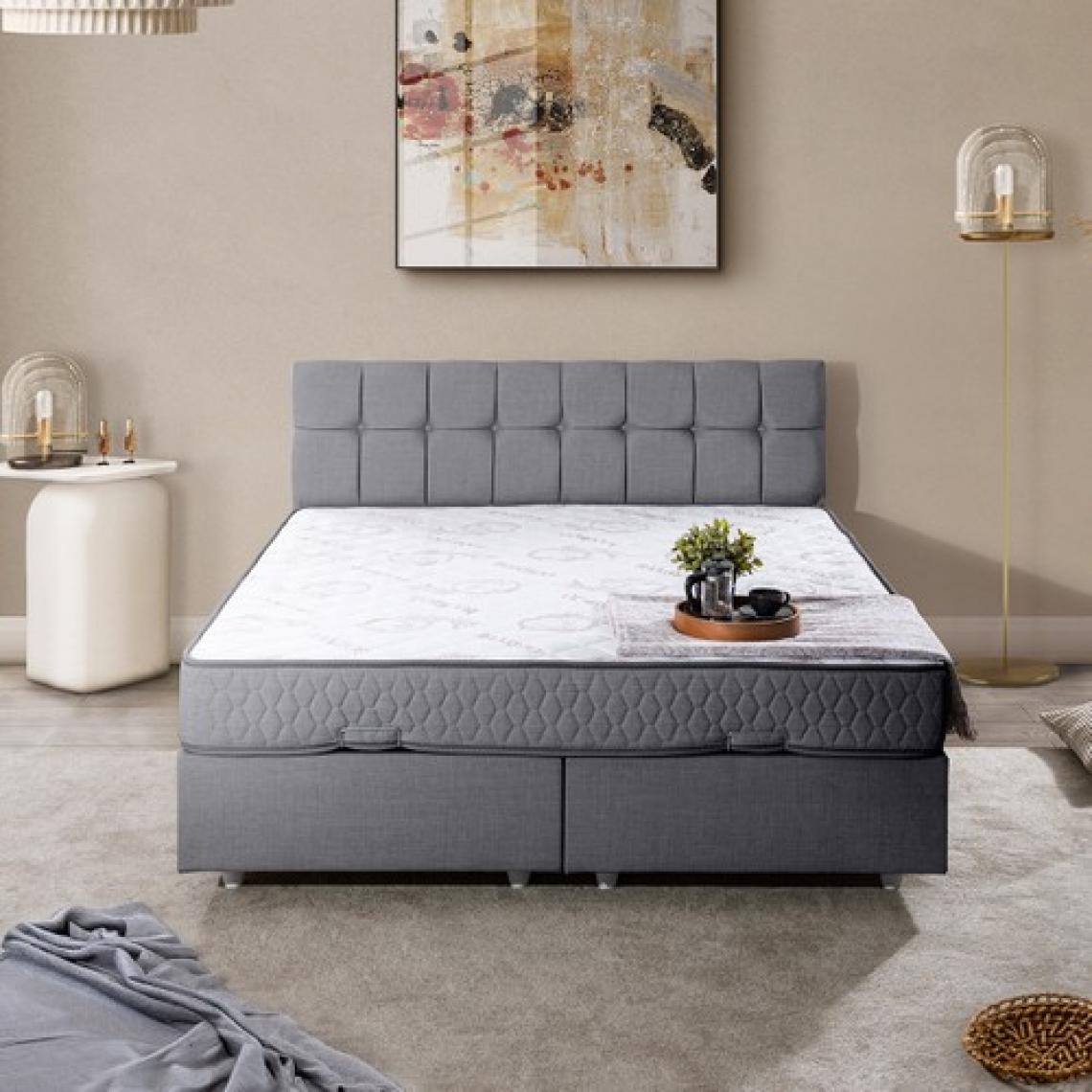 Setay Berlin Çift Kişilik Baza Başlık Letto Yatak Seti - Gri