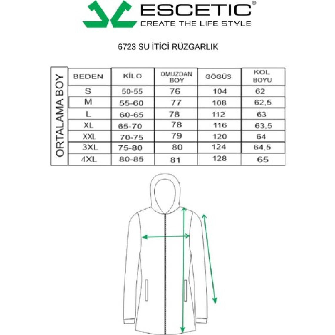 Escetic Siyah Kadın Rüzgarlık Sabit Kapüşonlu Desenli Astarlı Su İtici Mevsimlik İnce Ceket 6723