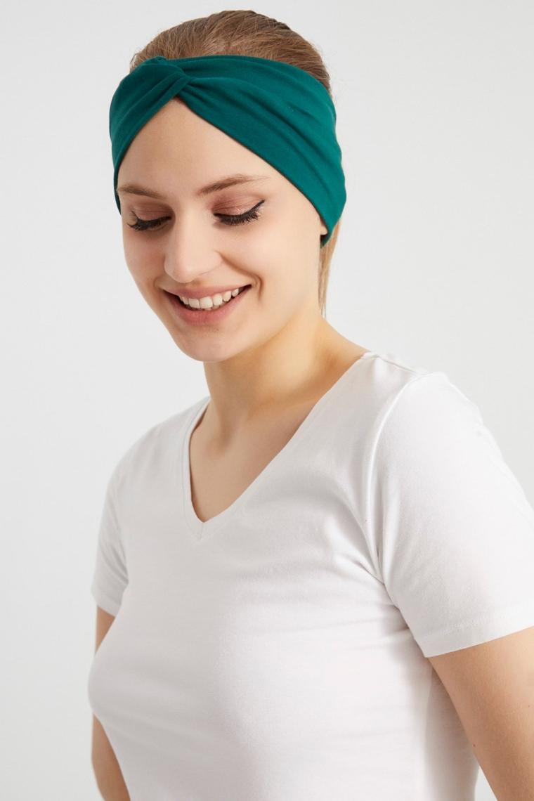 Butikgiz Hürrem Yeşili, Butik Tasarım Kadın Bandana Saç Bandı, Ekstra Yumuşak,  Esnek, Doğal, Pamuklu Penye