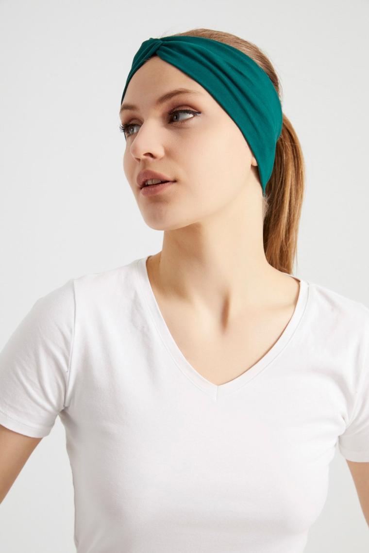 Butikgiz Hürrem Yeşili, Butik Tasarım Kadın Bandana Saç Bandı, Ekstra Yumuşak,  Esnek, Doğal, Pamuklu Penye