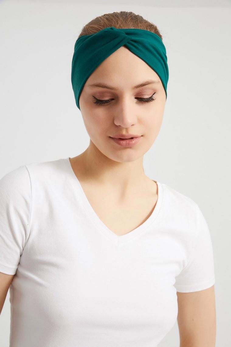 Butikgiz Hürrem Yeşili, Butik Tasarım Kadın Bandana Saç Bandı, Ekstra Yumuşak,  Esnek, Doğal, Pamuklu Penye
