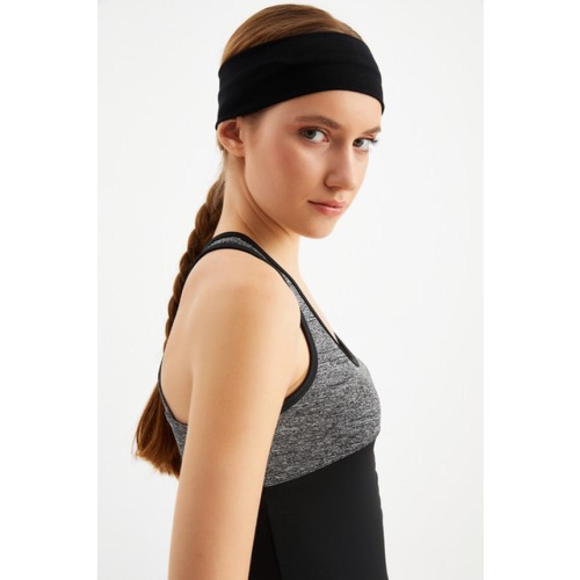 Butikgiz Siyah Kadın Pamuklu Penye, Kaymaz, Terletmez, Ultra Hafif, Spor Saç Bandı Bandana