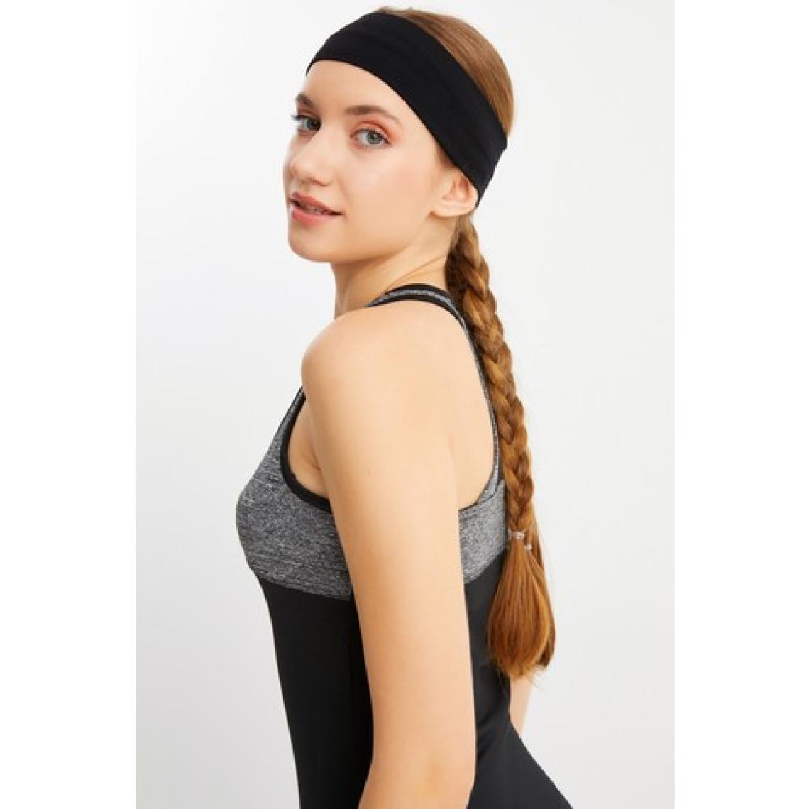 Butikgiz Siyah Kadın Pamuklu Penye, Kaymaz, Terletmez, Ultra Hafif, Spor Saç Bandı Bandana