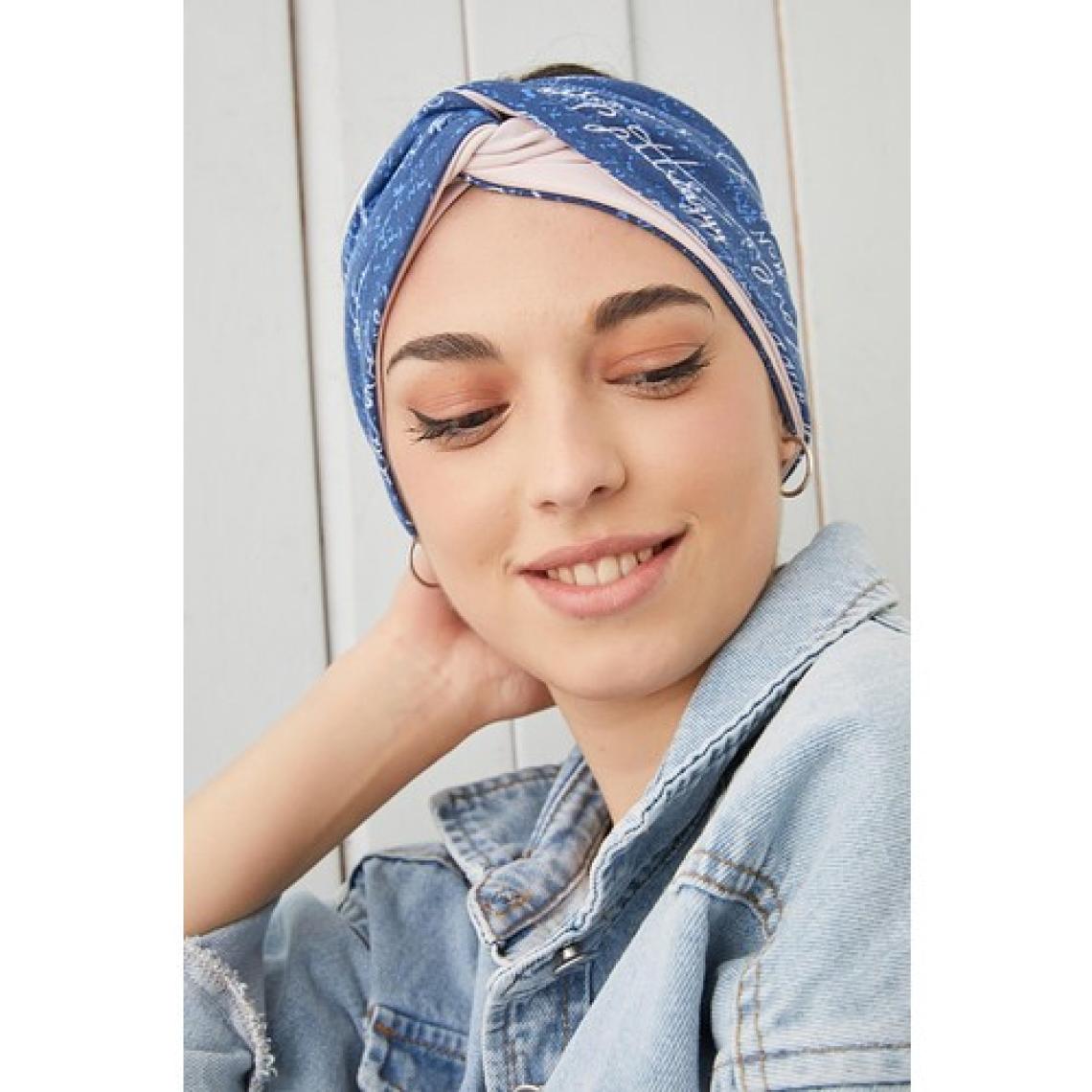 Butikgiz Mavi Beyaz Bandana Saç Bandı Ekstra Yumuşak Esnek Doğal Pamuklu Penye